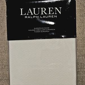 Ralph Lauren EDEN White Pique Cotton/Blue Scallop Edge EURO Sham